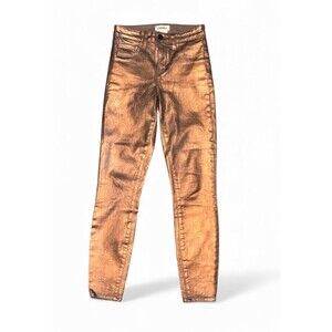 L’Agence Margot High Rise Skinny Jeans Bronze Foil Crackle Women's Size 24